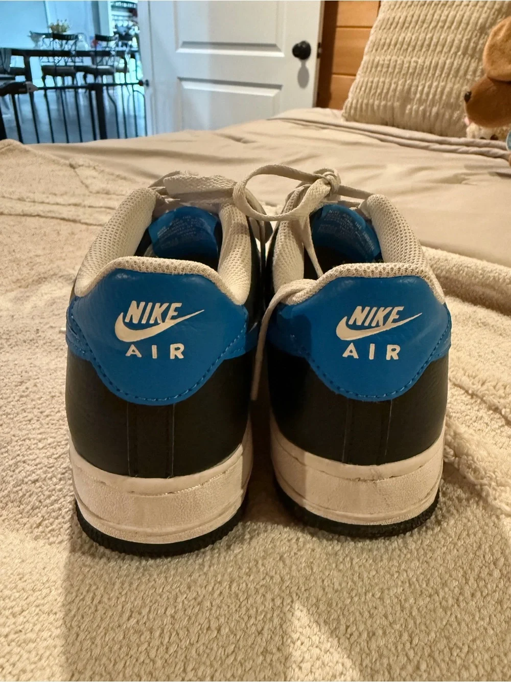 Kids Black, Blue & White Nike Air Sneakers 7Y